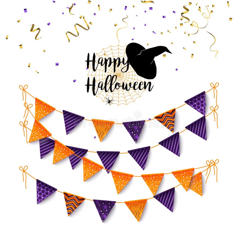 Halloween-Partei Banting Halloween-Flaggen und -Konfettis Vektor vektor abbildung Halloween-Partei Banting Halloween-Flaggen und -Konfettis Vektor vektor abbildung