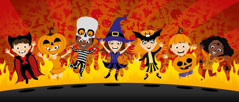 Halloween-partij en een groep kinderen vector illustratie Halloween-partij en een groep kinderen vector illustratie