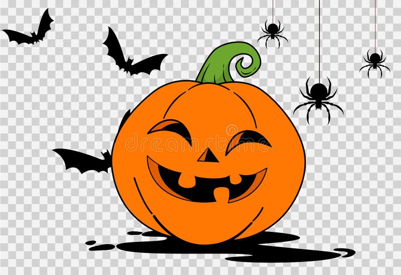 Halloween Bat Spider Web And Pumpkin Lantern PNG Images