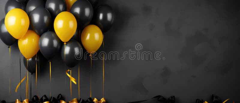 Halloween party balloons with black balloons. AI generated