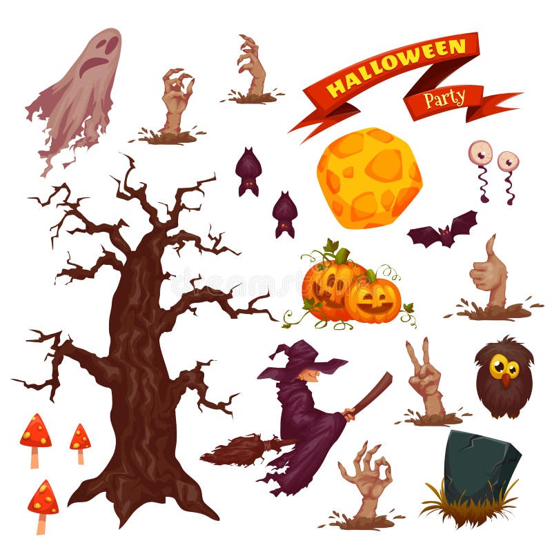 Halloween party icon set. Vector illustration stock illustration
