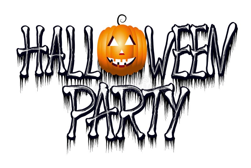 Halloween Party Typography, Bones Font Stock Illustration