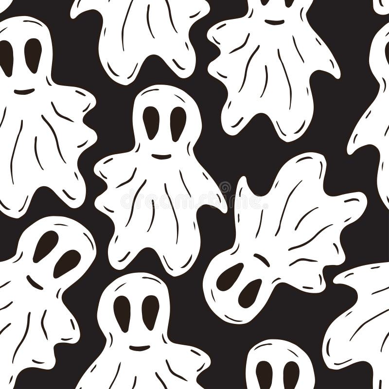 Halloween Seamless Pattern Ghost Spooky Cartoon Wallpaper Background ...