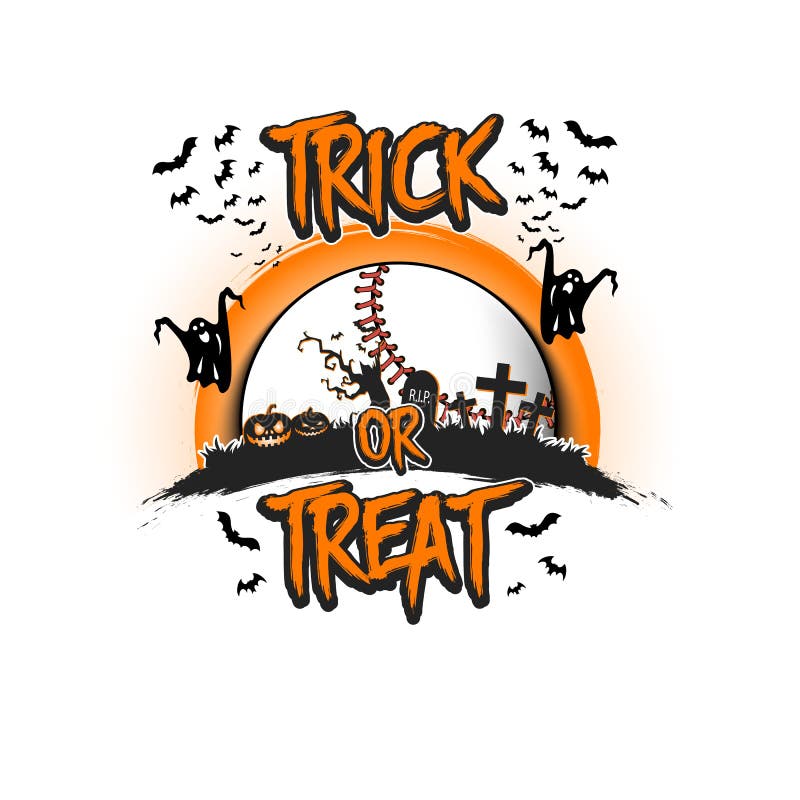 Halloween Pattern. Trick or Treat and Baseball Ball Stock Vector