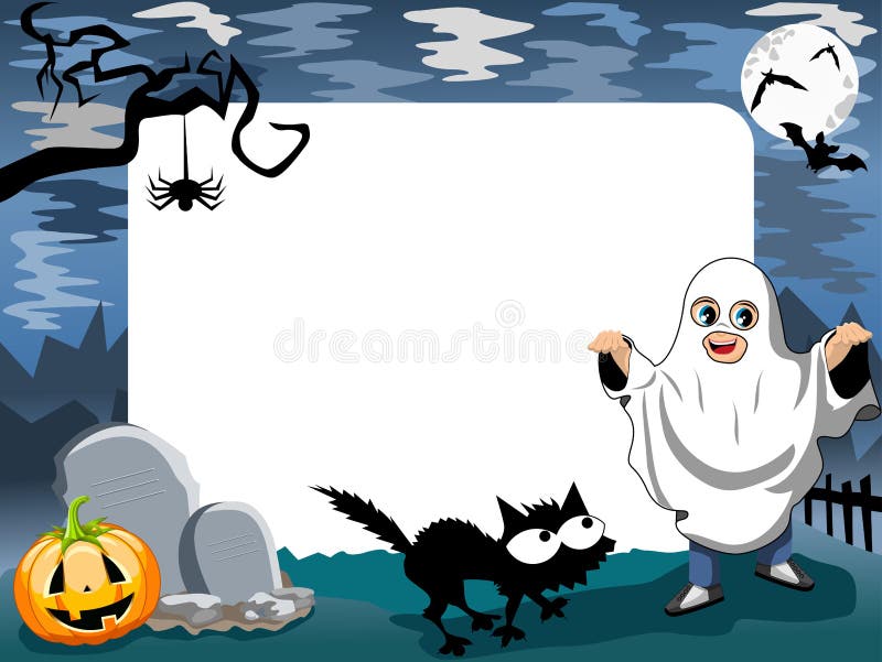 Halloween Photo Frame Ghost Castle Stock Vector - Illustration of copy ...