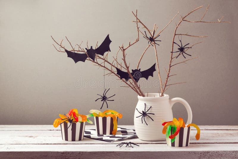 Halloween przyjęcia dekoracje z pająkami obraz stock Halloween przyjęcia dekoracje z pająkami obraz stock
