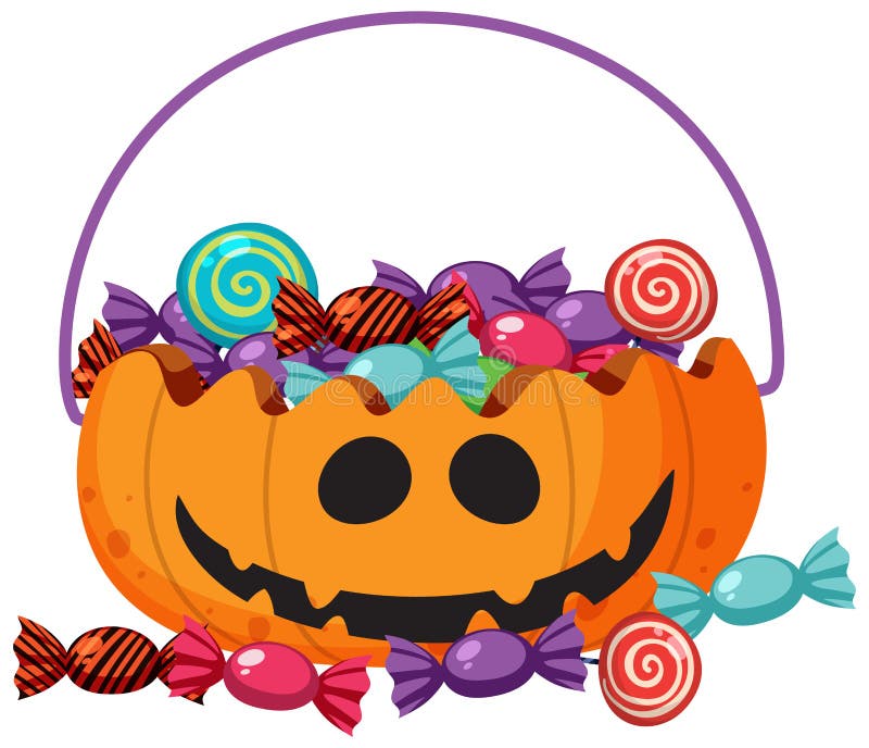 A Halloween Pumpkin Basket With Candy Stock Vector Illustration Of a-halloween-pumpkin-basket-with-candy-stock-vector-illustration-of
