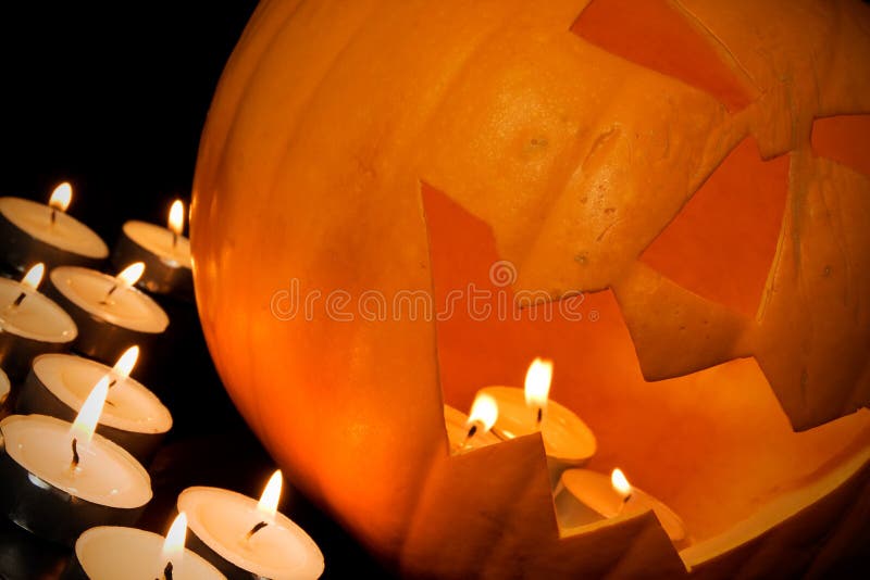 Halloween Pumpkin and Candles Stock Image Image of orange, seasonal