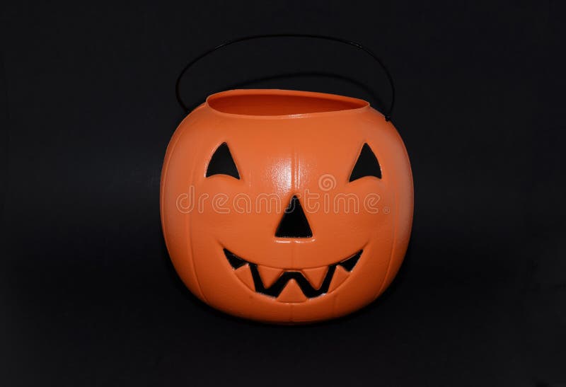 Halloween Pumpkin Candy Bucket for Trickortreating Stock Photo
