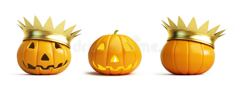 Halloween pumpkin crown on a white background 3D illustration, royalty free illustration Halloween pumpkin crown on a white background 3D illustration, royalty free illustration
