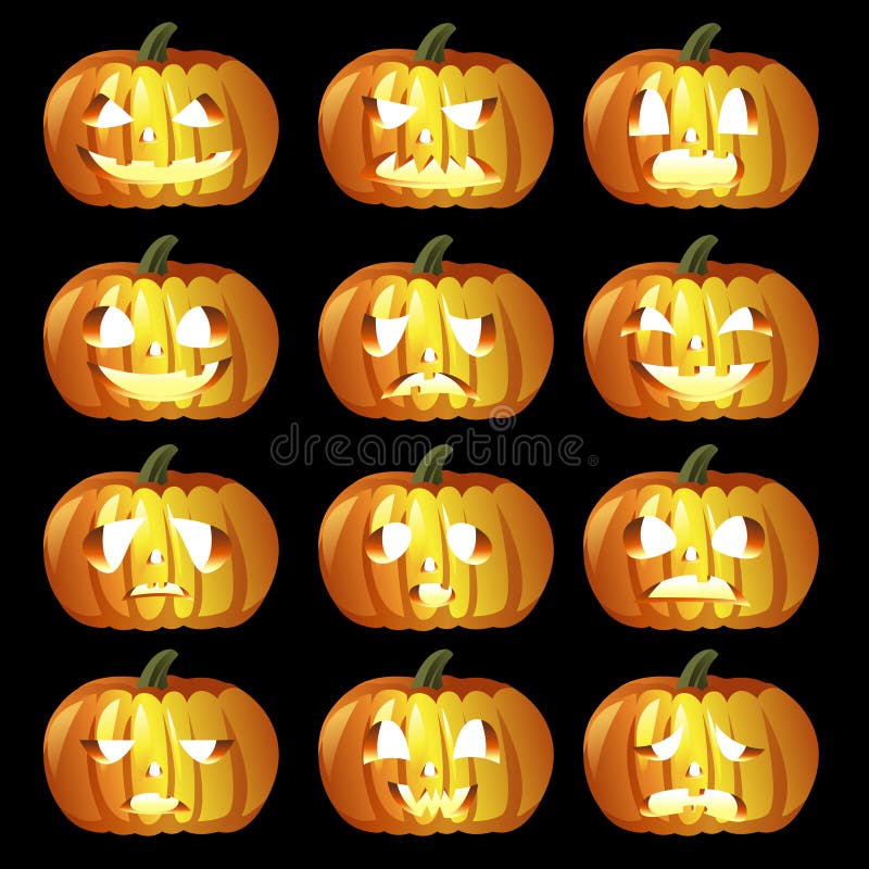 Halloween Pumpkins Background Stock Vector - Illustration of drawing ...