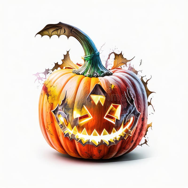 Dovleac de Halloween izolat pe fond alb. concept de Halloween 3d făcând Tu Animal Generativ Ai stock illustration