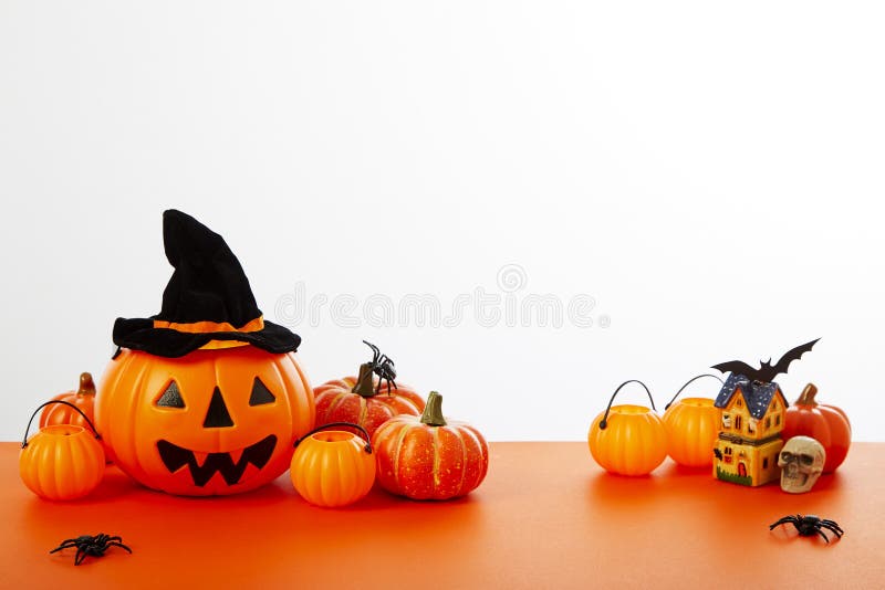 Halloween Pumpkin Lantern Floor Orange Stock Image - Image of party ...