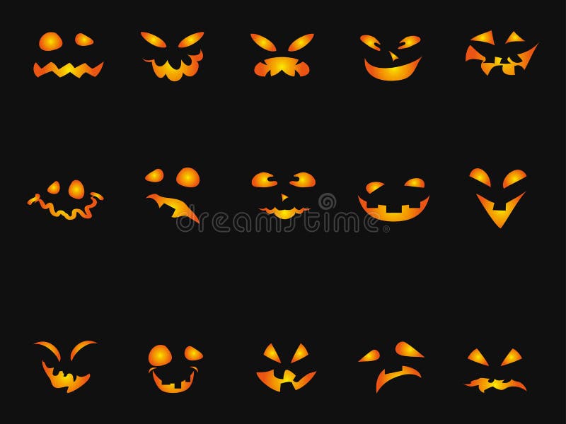 Halloween Pumpkin smileys icon background set vector illustration Halloween Pumpkin smileys icon background set vector illustration