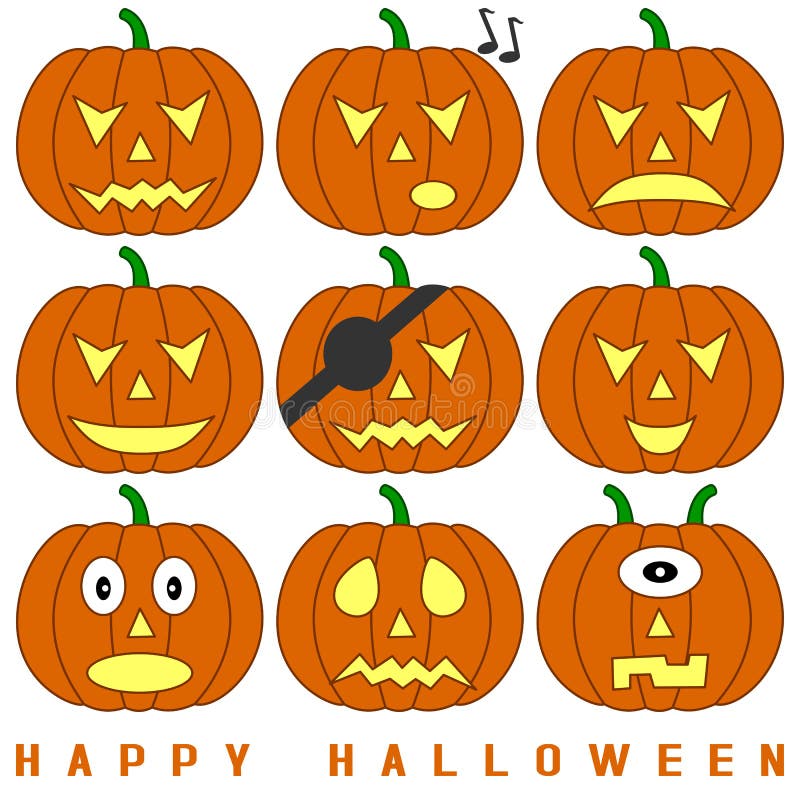 halloween pumpor ställde in vektor illustrationer halloween pumpor ställde in vektor illustrationer
