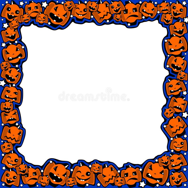 Halloween-Rahmen mit Kürbisen von verschiedenen Gefühlen lizenzfreie abbildung Halloween-Rahmen mit Kürbisen von verschiedenen Gefühlen lizenzfreie abbildung