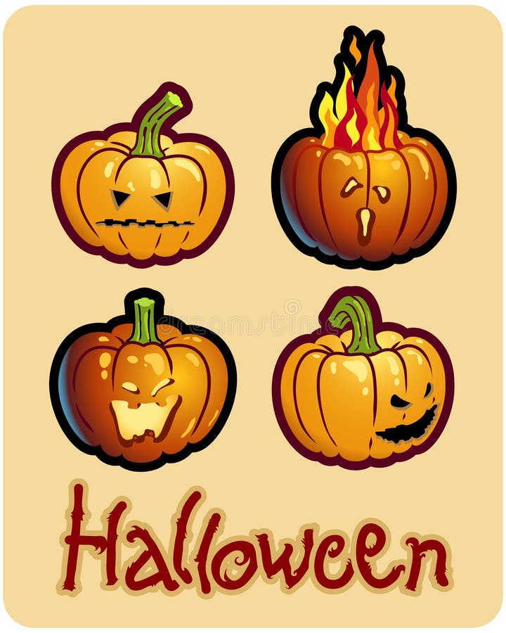 Halloween s drawing - four pumpkin heads of Jack