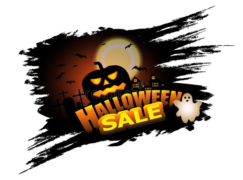Halloween Sale Elements Design for Poster or Banner with Pumpkin and