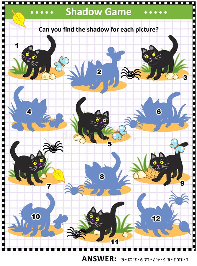 Halloween-schaduwspel met zwarte kat stock illustratie Halloween-schaduwspel met zwarte kat stock illustratie