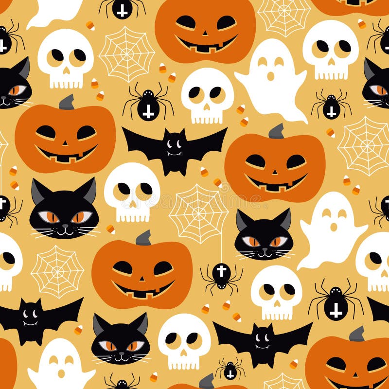 Halloween Seamless Background Stock Vector - Illustration of design ...