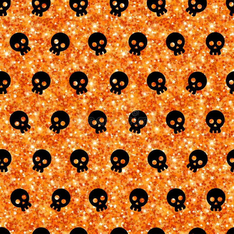 Orange glitter seamless pattern for halloween projects. Vector sparkle  background. Stock Vector