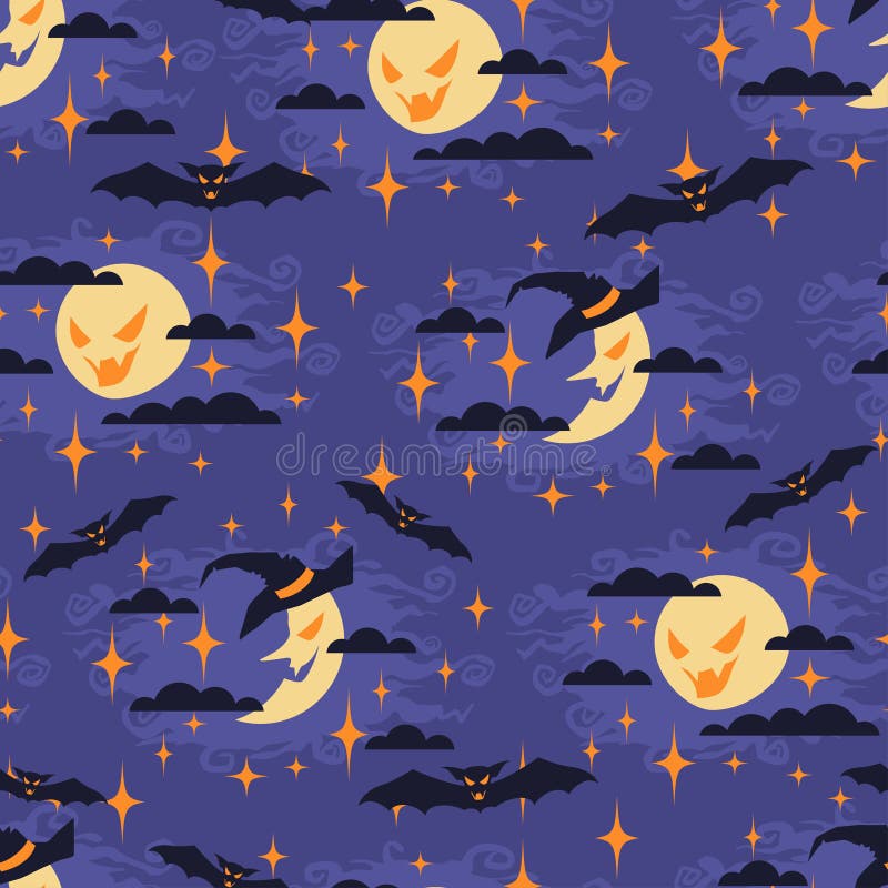 Halloween seamless pattern with moon