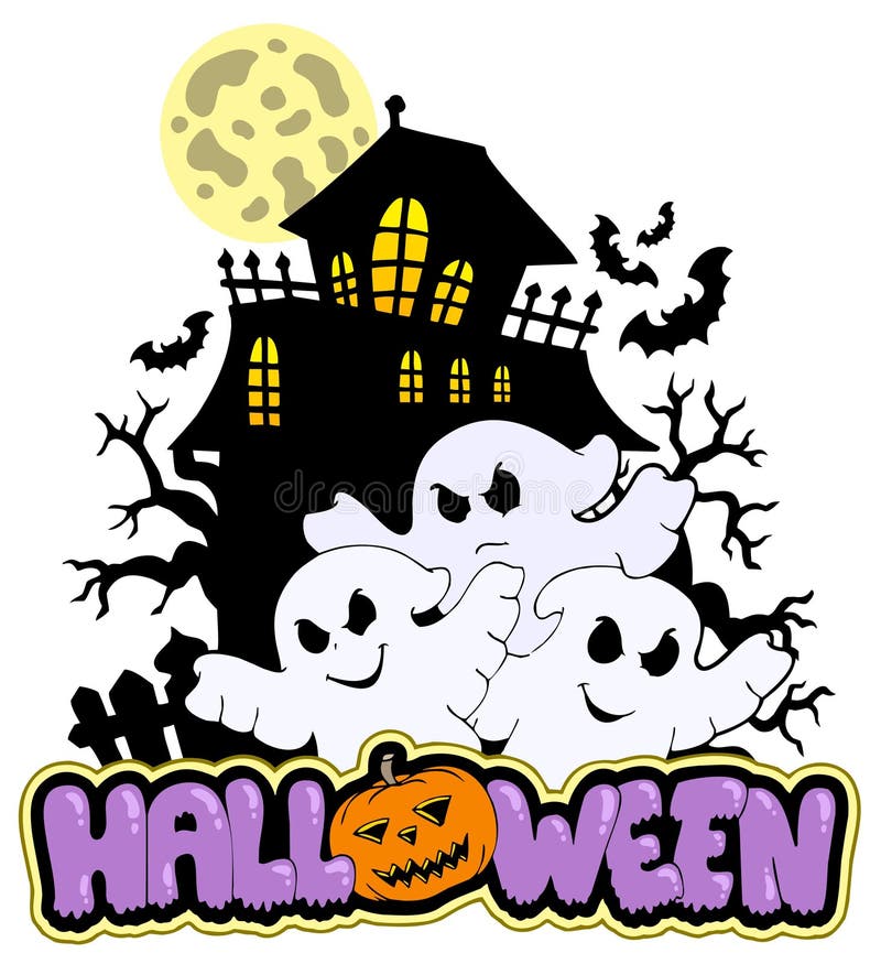 Halloween sign with three ghosts 1 royalty free illustration Halloween sign with three ghosts 1 royalty free illustration