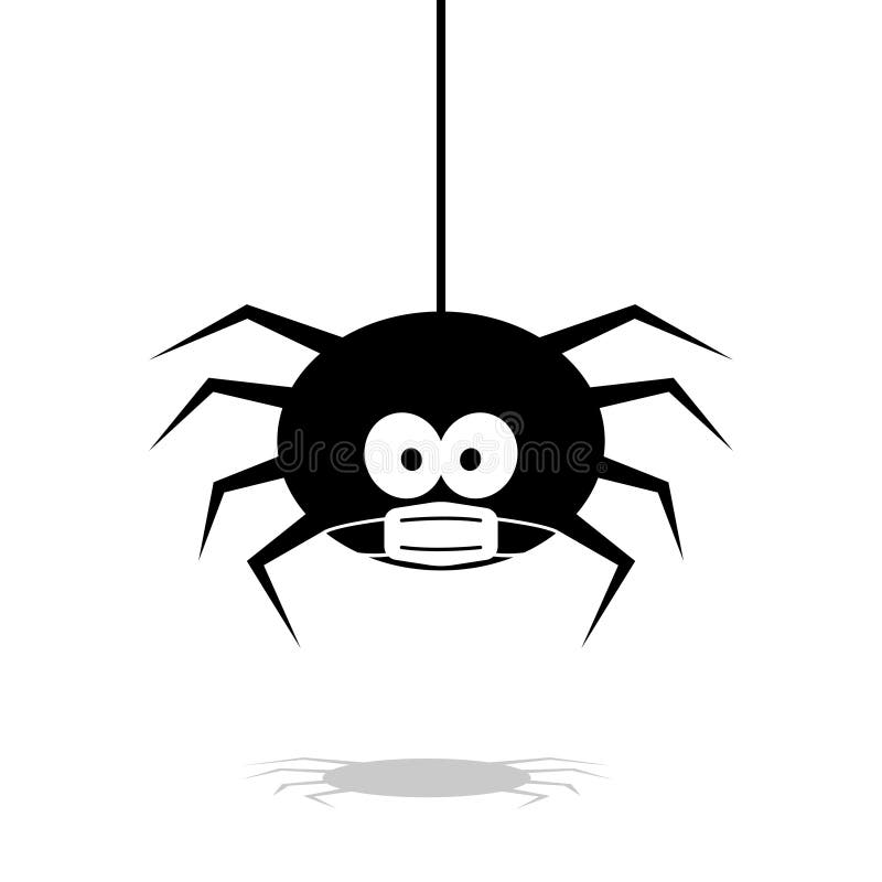 Halloween spider in face mask vector. black coronovirus quarantine on white background. danger insect. banner, poster. cobweb