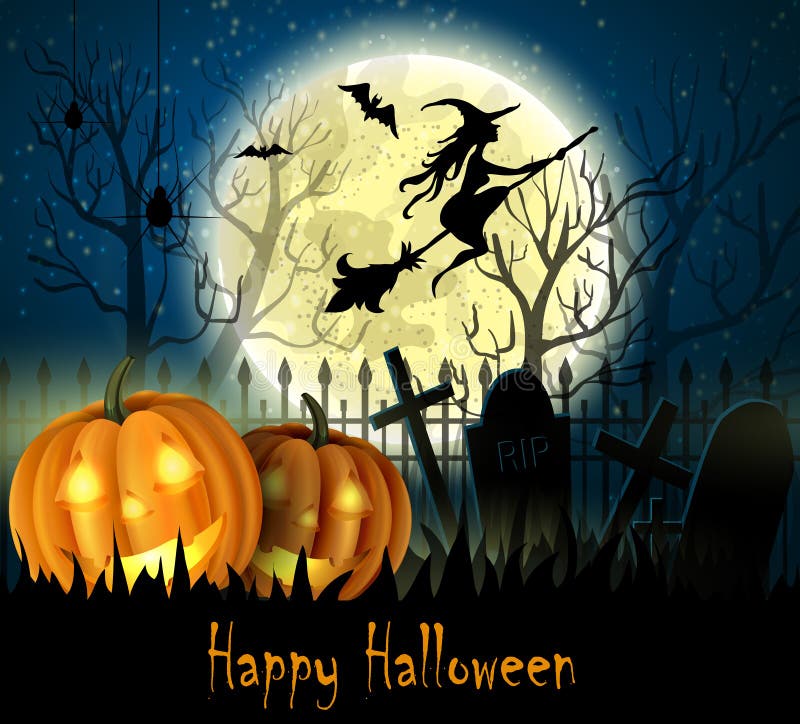Witch halloween scene stock illustration. Illustration of october ...