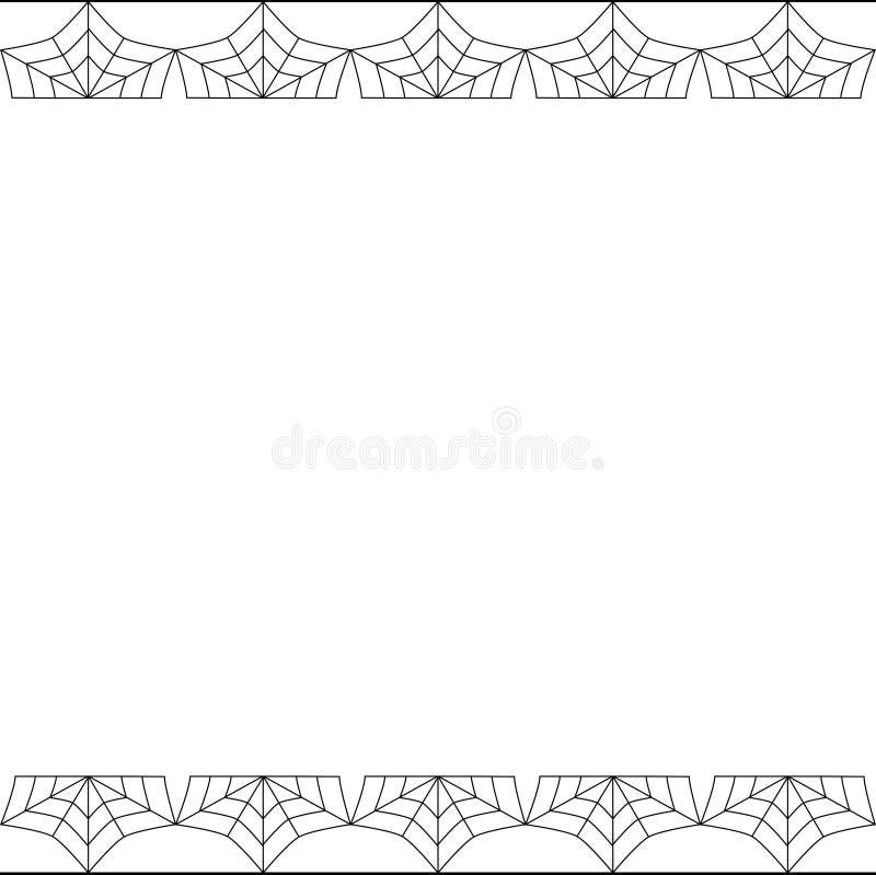 Halloween square double up and down spiderweb border with copy space on white background. royalty free illustration
