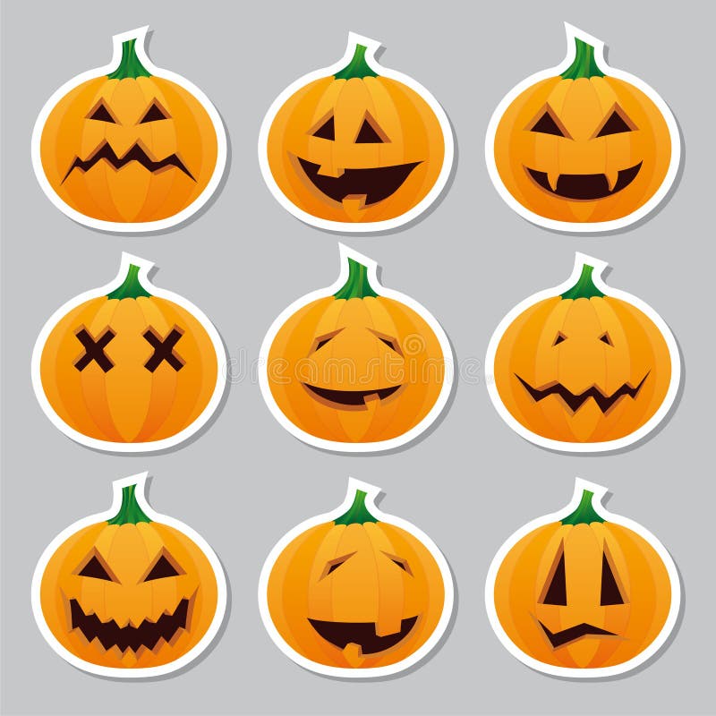 Download Halloween Stickers - Pumpkin Stock Vector - Illustration of evil, plant: 14632881