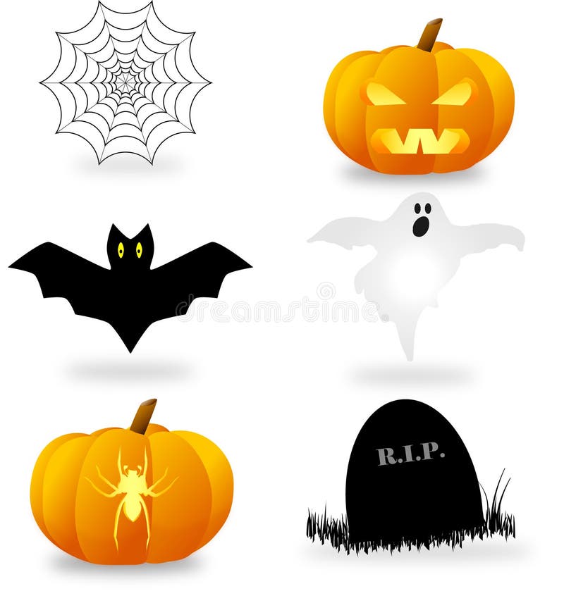 Halloween symbols set stock illustration. Illustration of orange 16167408