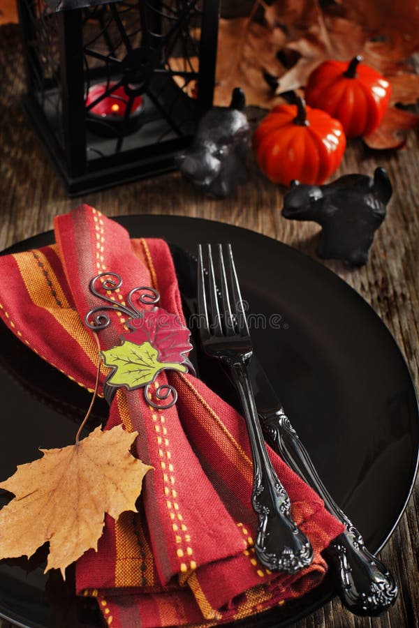 Halloween table setting royalty free stock images