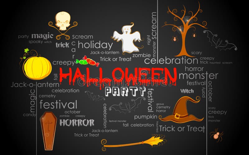 Illustration of Halloween typography with different element