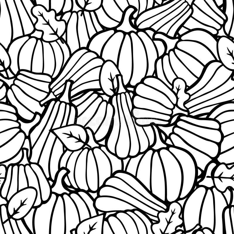 Nahtlose Muster Halloweens Und Des Danksagungstages Gekritzelentwurfsschwarzkurbis Herbstlaubhintergrund Fur Die Verpackung Der V Stock Abbildung Illustration Von Halloween Abbildung 194123104