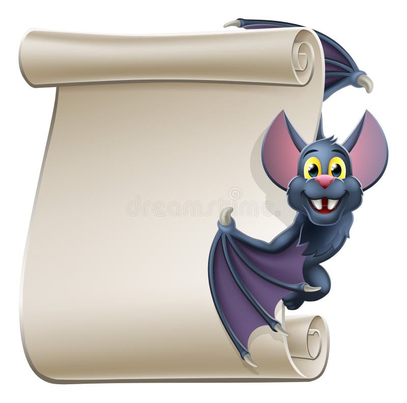 Halloween Vampire Bat Dibujos Animados Personaje Scroll Ilustración del  Vector - Ilustración de desfile, bandera: 204715950