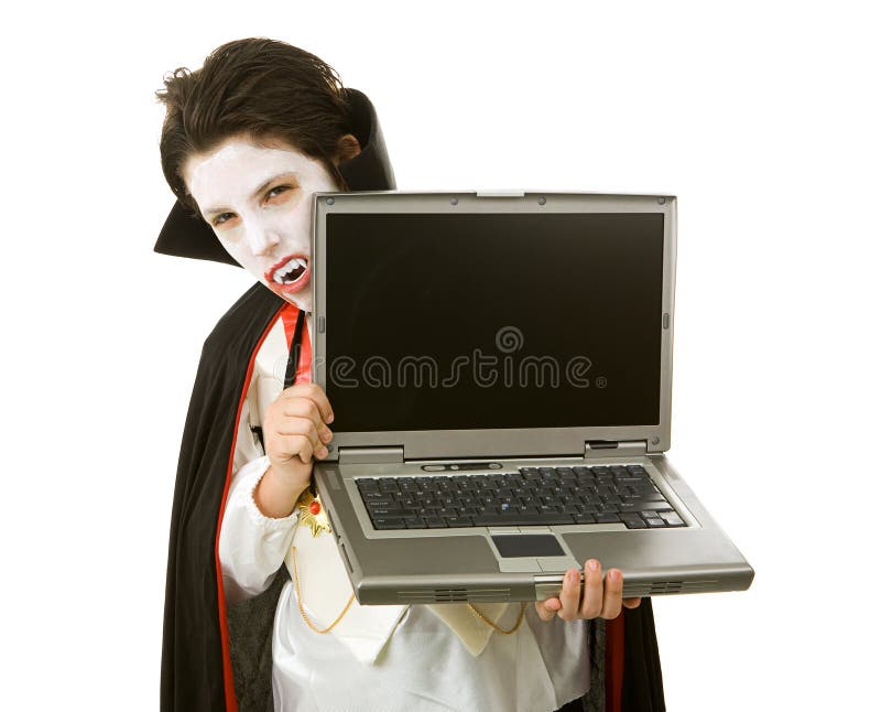 Halloween Vampire with Laptop