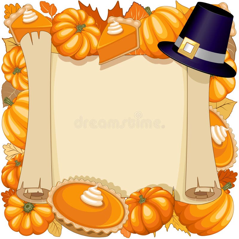 Halloween-van de de pasteivakantie van de Dankzeggingspompoen het Kader Vectorillustratie van Parchement vector illustratie Halloween-van de de pasteivakantie van de Dankzeggingspompoen het Kader Vectorillustratie van Parchement vector illustratie