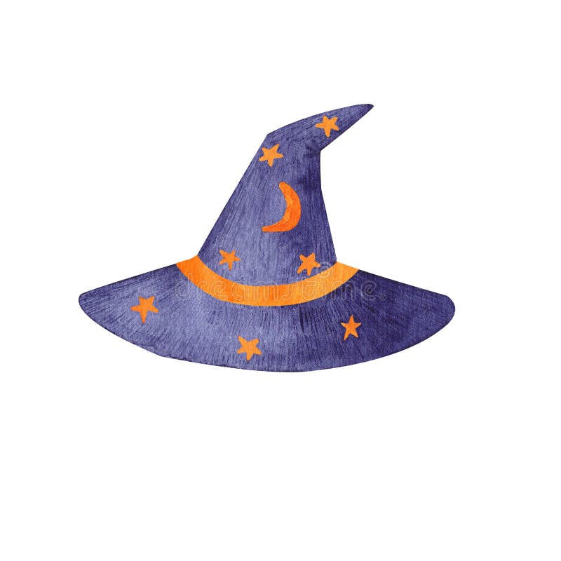 Halloween vattenfärgshäxmagician hatt isolerad på vit bakgrund vektor illustrationer