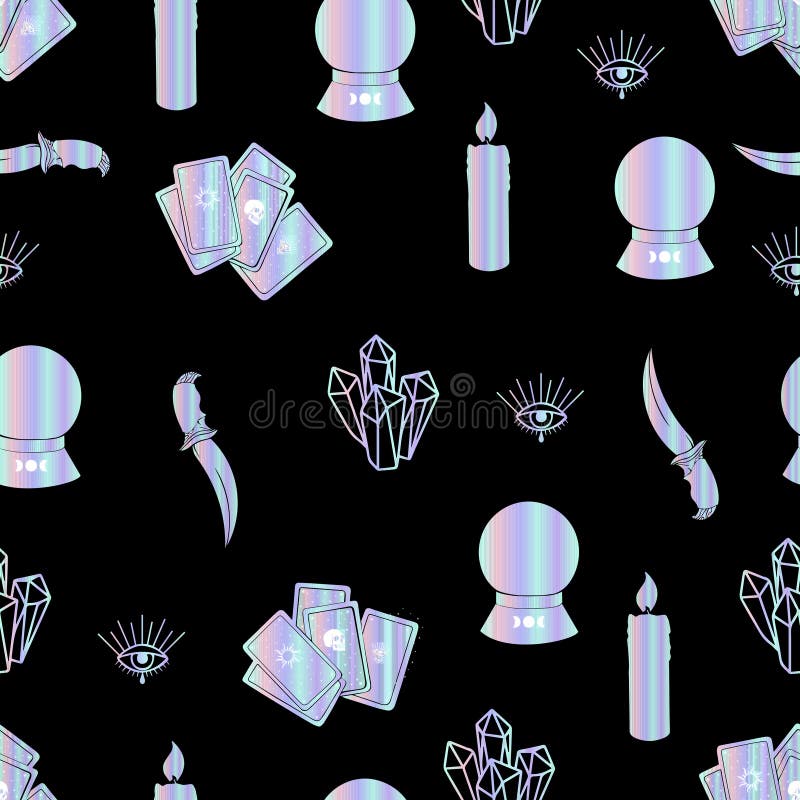 Halloween Vector Seamless Pattern Witchcraft Drawing Stock Vector