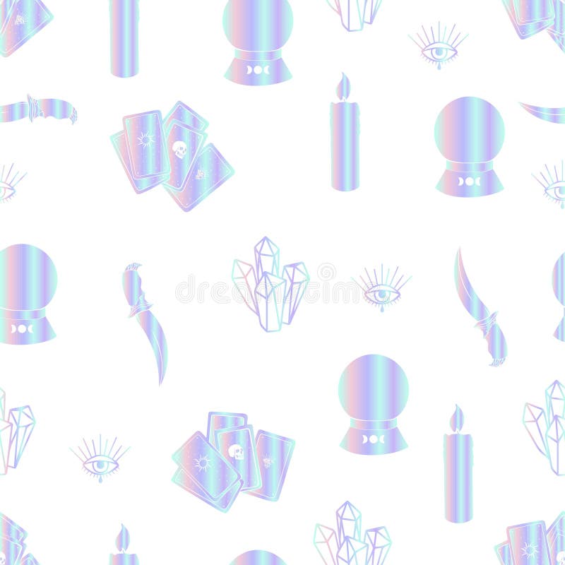 Halloween Vector Seamless Pattern Witchcraft Drawing Stock Vector