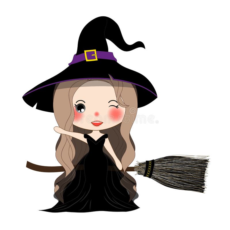Halloween October Blue Witch Broomstick 