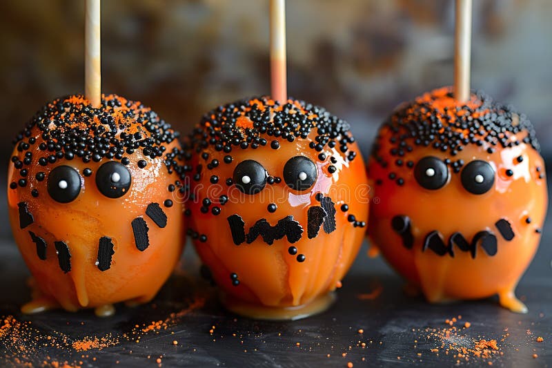 Halloweenkaramelläpplen royaltyfri illustrationer