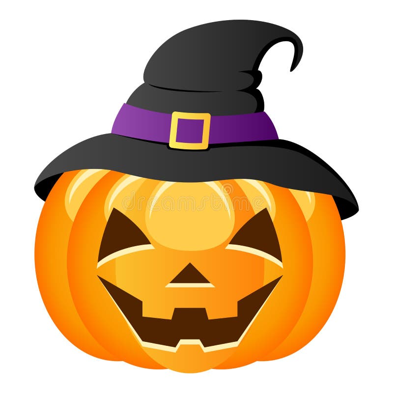 Halloweenowa bania z czarownica kapeluszem