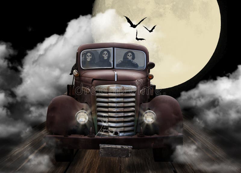 Halloweenowi gul Joyriding w ciężarówce