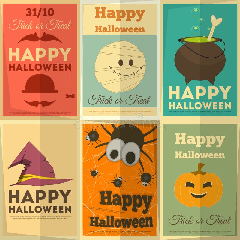 Halloweenowi plakaty ustawiający royalty ilustracja Halloweenowi plakaty ustawiający royalty ilustracja