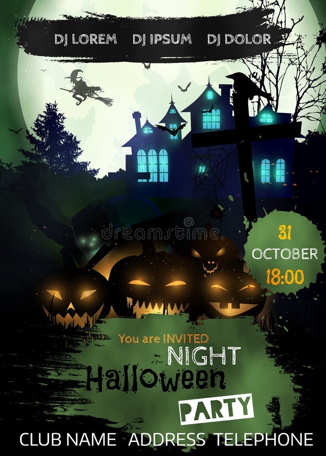 Halloweenowy nocy wydarzenia ulotki przyjęcia szablon ilustracji Halloweenowy nocy wydarzenia ulotki przyjęcia szablon ilustracji