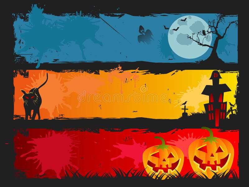 Halloweenowy sztandaru set royalty ilustracja Halloweenowy sztandaru set royalty ilustracja