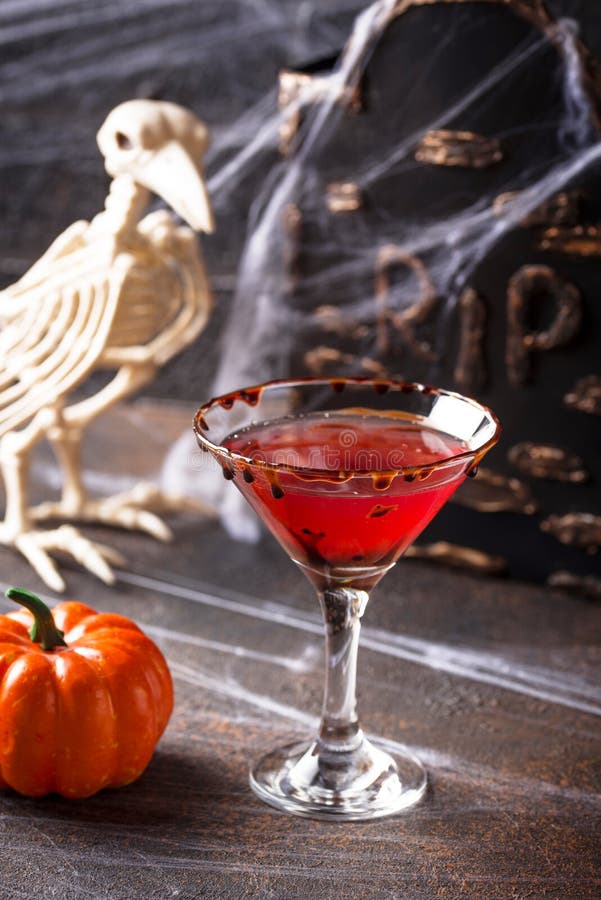 Halloweens Drink Red Martini Cocktail Stock Image Image of festive