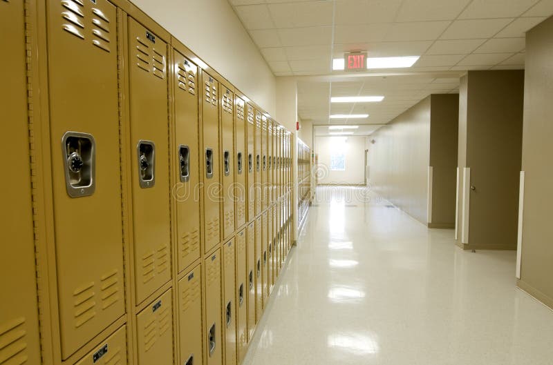 Hallway with Lockers stock image. Image of florida, lights - 21071147